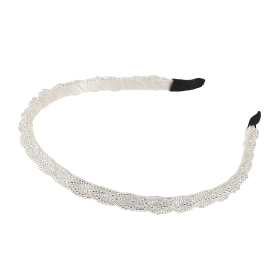 Vocoste 1 Pc Beaded Hair Hoop Headband Hairband for Women Silver Tone 0.43 Inch Wide