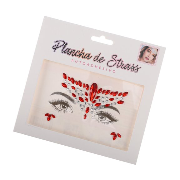 Vocoste 1 Pc Classic Face Rhinestone Stickers for Concert Red