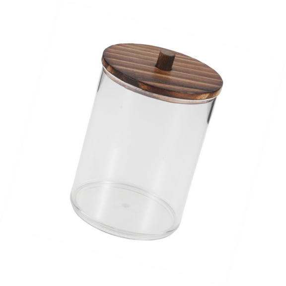 Vocoste 1 Pc Cylindrical Acrylic Cotton Swab Holder Bathroom Transparent Dark Brown