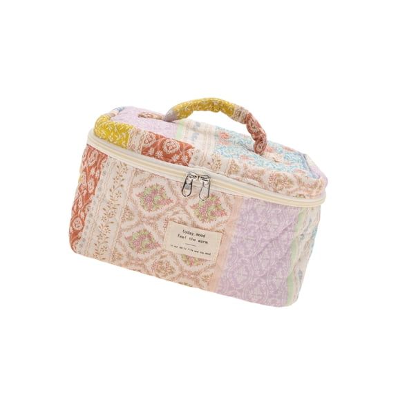Vocoste 1 Pc Floral Handheld Quilting Makeup Bag Colorful Cotton Fabric