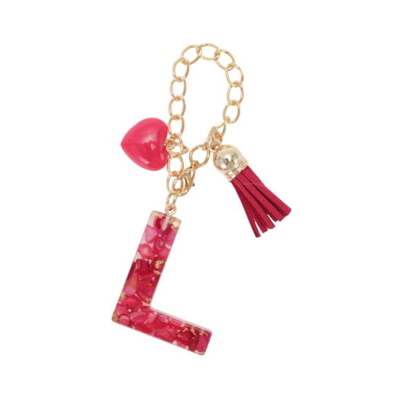 Vocoste 1 Pc Heart Tassel Letter L Water Cup Pendant Red Alloy Plastic