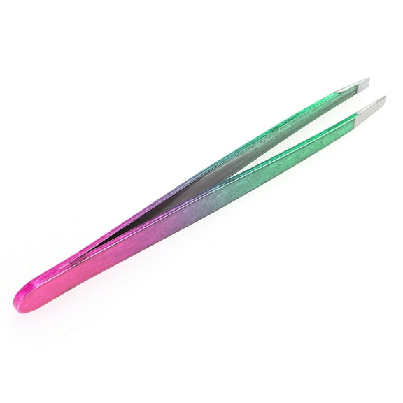Vocoste 1 Pc Ice Flower Flat Edge Eyebrow Tweezer for Bathroom Travel Hotel Pink Stainless Steel