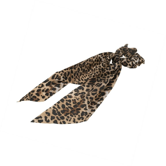 Vocoste 1 Pc Leopard Tie Triangle Ribbon Scrunchies Coffee Color