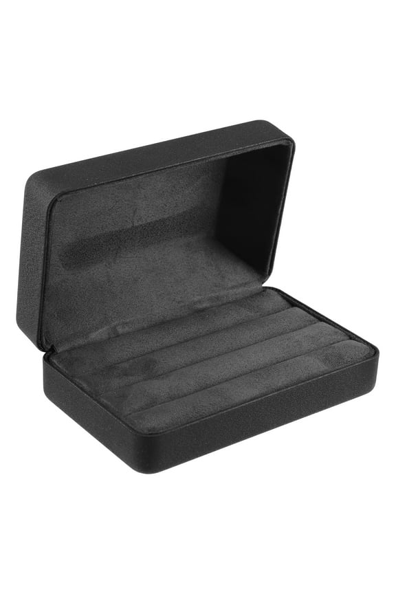 1 Pc Multiple Ring Box Jewelry Storage Display Stand Ring Organizer Case PU Leather Box for Wedding Black