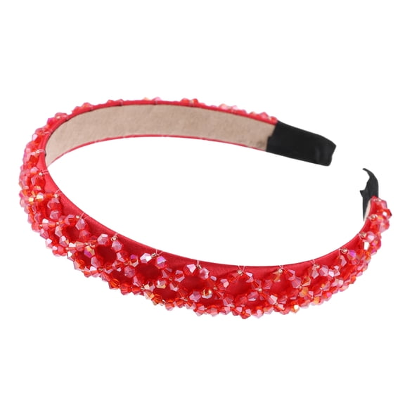 Vocoste 1 Pc Rhinestone Headbands Bling Hairband for Women Red 0.79inch Wide