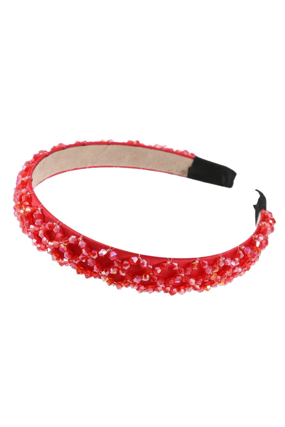 1 Pc Rhinestone Headbands Bling Hairband for Women Red 0.79inch Wide
