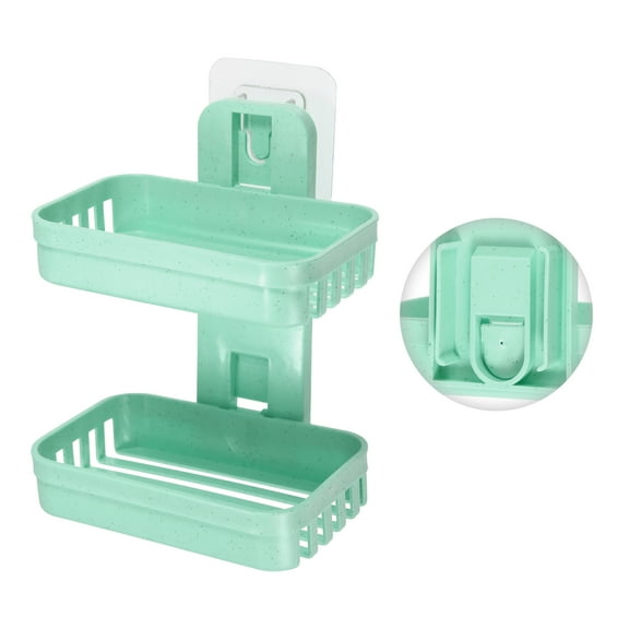 Vocoste 1 Pc Soap Dish Keep Soap Dry Soap Cleaning Storage Drill Free Soap Holder for Bathroom Green Plastic