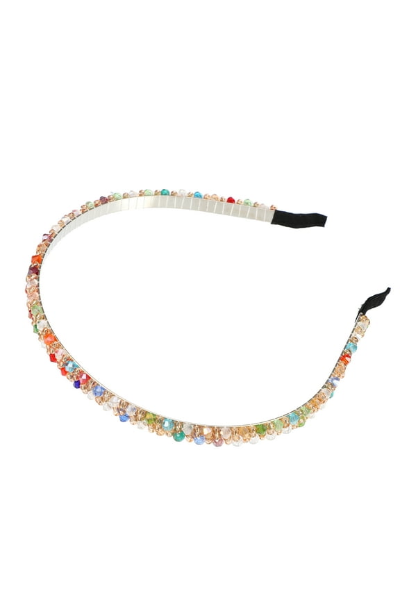 1 Pcs Hairband for Women 2 Rows Rhinestone Headband Multicolor 0.31 Inch Wide