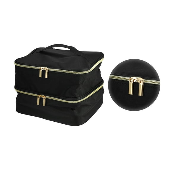 Vocoste Nail Polish Carrying Case Double Layer Nail Polish Organizer Case for Nail Polish Nylon Black