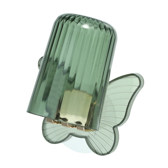 Vocoste 1 Set Cute Wall Mounted Toothbrush Holder with Cup for Bathrooms Green 4.33"x3.35"