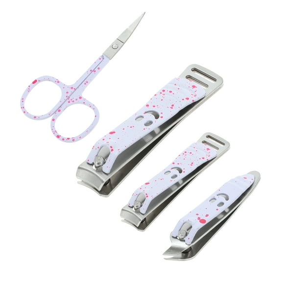 Vocoste 1 Set Portable Laugh Face Nail Clipper Kit for Women for Men Silver Tone White Pink