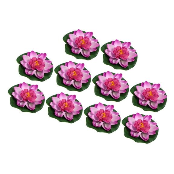 Vocoste 10 Pcs Artificial Floating Lotus Flower Artificial Lotus Flower Purple 3.9"
