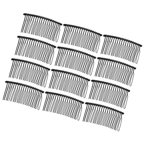Vocoste 12 Pcs No Slip Hair Side Combs Accessories Metal 3" Black