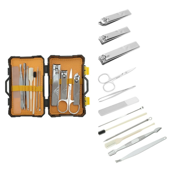 Vocoste 12-piece Set Mini Tool Box Nail Clipper Kit Black Silver Tone for Women for Men