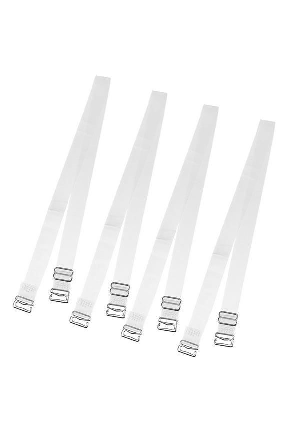 2 Pair Non-Slip Adjustable Invisible Clear Bra Shoulder Strap with Stainless Steel Hook Transparent 18mm