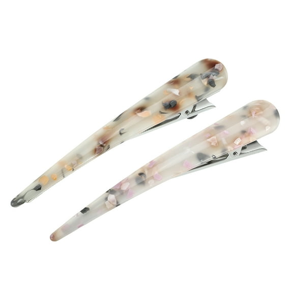 Vocoste 2 Pcs Long Metal Duckbill Hair Clips Crocodile Women Clips 5.31"x0.83" White
