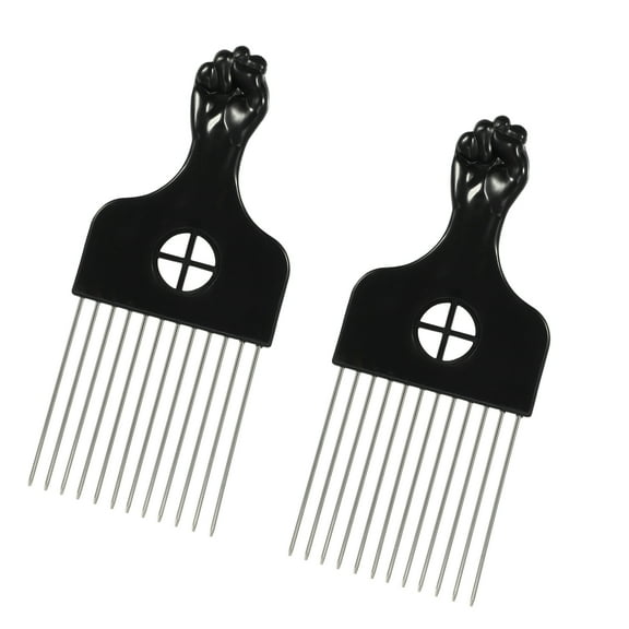 Vocoste 2 Pcs Metal Hair Pick Metal African Hair Picks Afro Hair Pick Comb for Women and Men 6.61"x2.83"