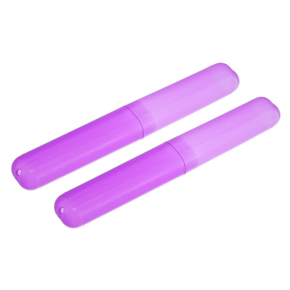 Vocoste 2 Pcs Plastic Lightweight Traveling Toothbrush Holders Case for Travel 7.48"x1.06" Purple