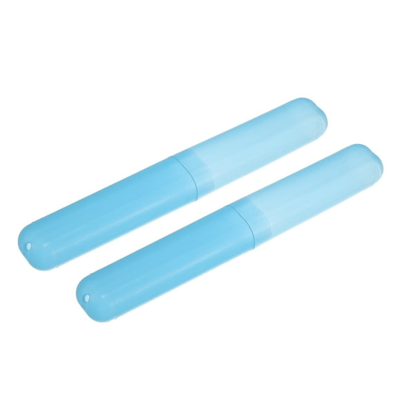 Vocoste 2 Pcs Plastic Toothbrush Holders Case for Travel Business Blue 7.48"x1.06"
