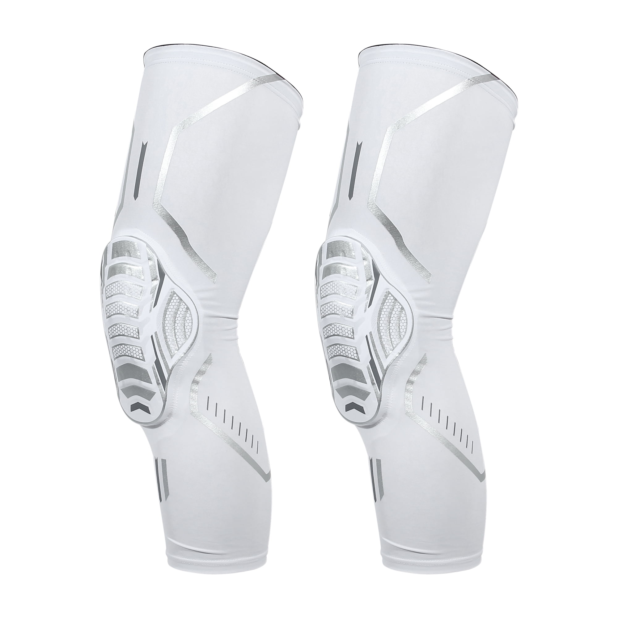 Vocoste 2 Pcs Soft Compression Knee Braces EVA Padded Leg Sleeves Nylon White Size S