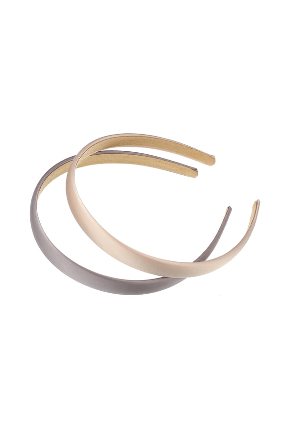 2 Pcs Solid Simple Satin Headbands Fashion Hair Accessories for Women Champagne Purple 0.63" Wide