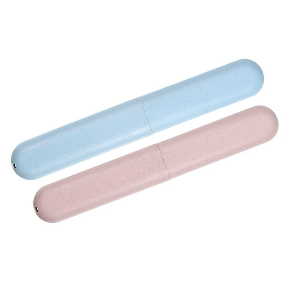 Vocoste 2 Pcs, Traveling Toothbrush Holders Case, PP Toothbrush Case for Travel Business, Blue, Pink, 8.07"x1.22"x0.83"