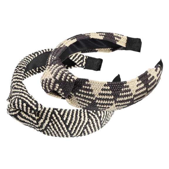 Vocoste 2 Pcs Women's Wide Knotted Headband Beige White Black 1.57" Wide Classic Casual Style Headband