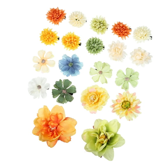 Vocoste 20 Pcs Women's Flower Hair Clips Flower Hair Barrettes for Party Yellow Green