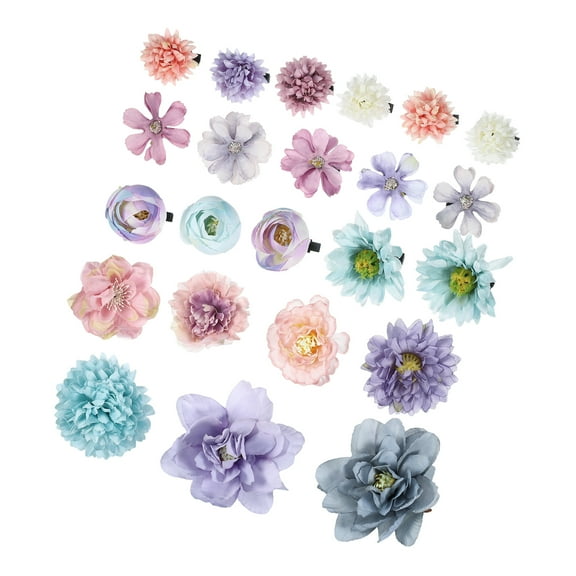Vocoste 23 Pcs Flower Hair Clips Fake Flowers for Hair Flower Hair Accessories for Women and Girls Blue Purple