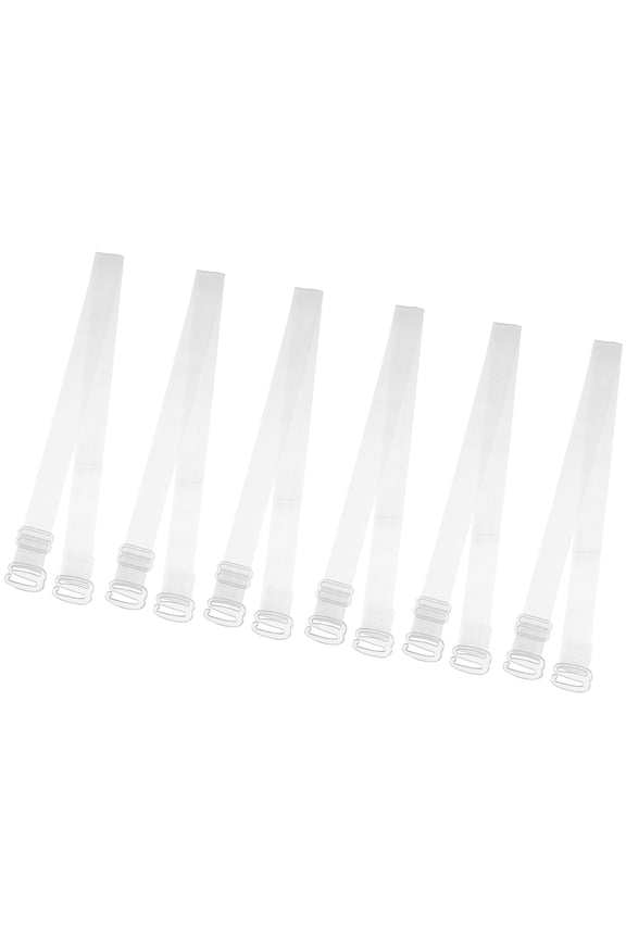3 Pair Non-Slip Adjustable Invisible Clear Bra Shoulder Strap with Plastic Hook Transparent 12mm