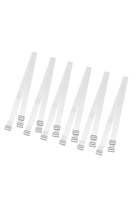 3 Pair Non-Slip Adjustable Invisible Clear Bra Shoulder Strap with Stainless Steel Hook Transparent 18mm