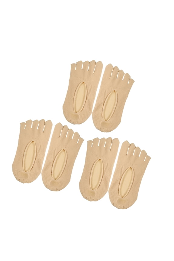 3 Pairs Invisible Five Fingers Socks Sexy Fashion Breathable Soft for Women Beige