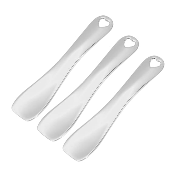 Vocoste 3 Pcs Makeup Spatula Mini Spoon, Eye Cream Massage Sticks Beauty Scoop, Heart Shape 2.36"x0.49", Silver Tone
