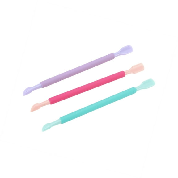 Vocoste 3pcs Double-side Cuticle Pusher Multi-function 5.08" Rose Red Green Purple
