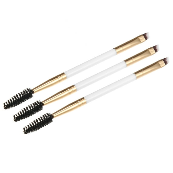 Vocoste 3pcs Soft Double Sided Eyebrow Brush Angled Eye Brow Brush Eyelash Extension Brush Gold Tone White