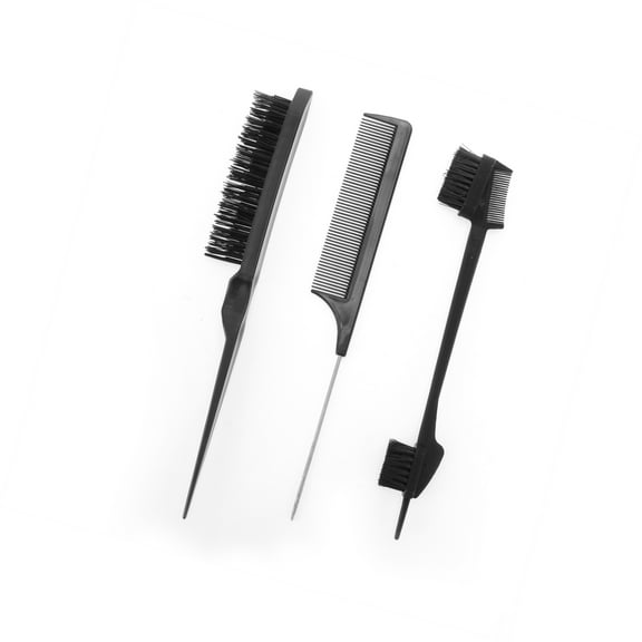 Vocoste 3pcs Women Close Teeth Rat Tail Comb for Curly Straight Wavy Wet Thin Hair ABS Black