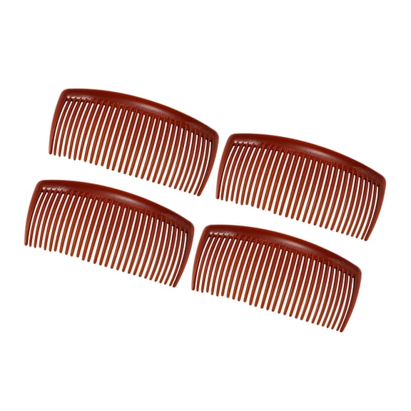Vocoste 4 Pcs Classic Side Clip Hair Comb Teeth Hair Combs Hair Clip Comb 4" Plastic Brown