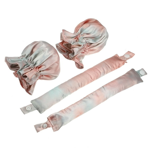 Vocoste 4 Pcs Heatless Hair Curler Satin Curling Rod with Hair Caps Set Light Orange