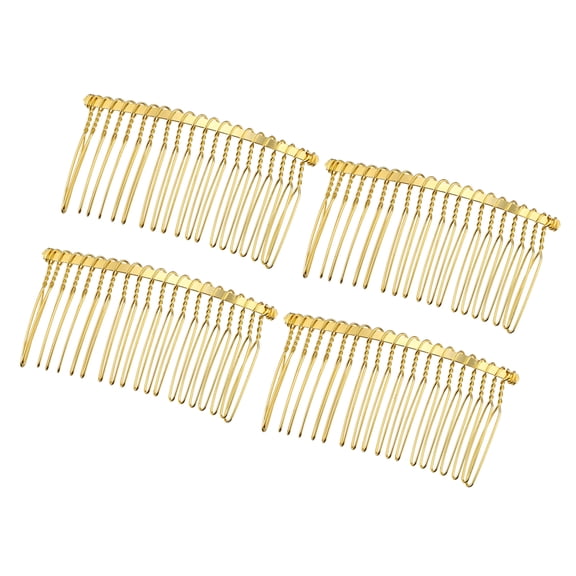 Vocoste 4 Pcs No Slip Hair Side Combs Accessories Metal 3" Gold Tone