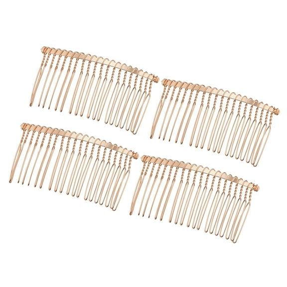 Vocoste 4 Pcs No Slip Hair Side Combs Accessories Metal Rose Gold Tone 2.95"x1.57"