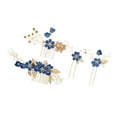 thumbnail image 1 of Vocoste 4 Pcs Rhinestone Hair Comb Hair Piece for Bride Wedding Flower Side Comb Headpiece Deep Blue, 1 of 7