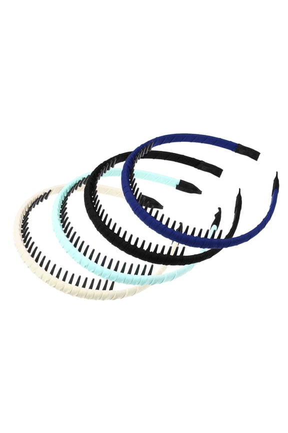 4 Pcs Women Teeth Comb Headbands Non-Slip Hair Hoop Beige Black Green Blue 4.72"x0.63"