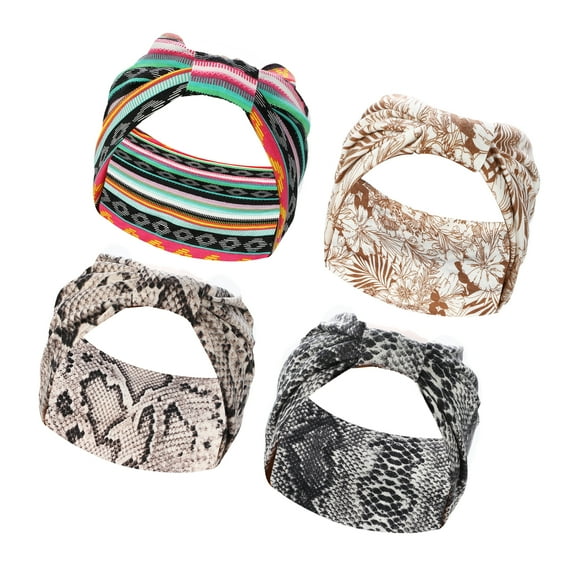 Vocoste 4 Pcs Yoga Hair Scarfs Bohemia Head Wraps 5.31inch Wide Multicolor for Women