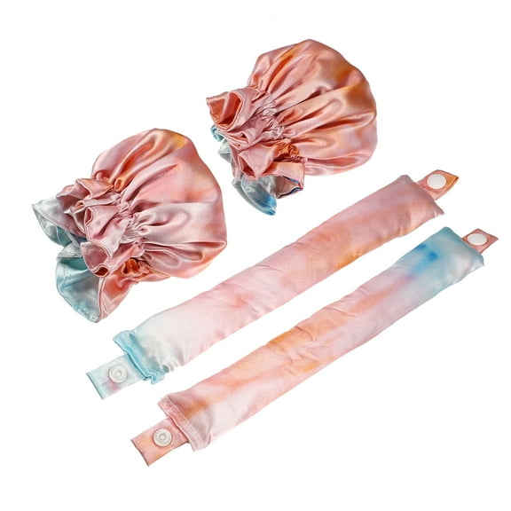 Vocoste 4pcs Heatless Hair Curler Satin Heatless Curling Rod with Hair Cap Set Orange