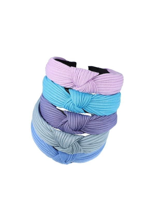 5 Pcs Wide Knotted Headband Wide Headbands for Women Girl Blue Purple 1.18" Wide
