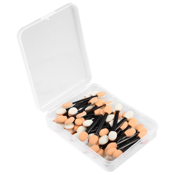 Vocoste 50 Pcs Dual Sides Eye Shadow Sponge Applicators with Container, Eyeshadow Brushes Makeup Applicator, Black