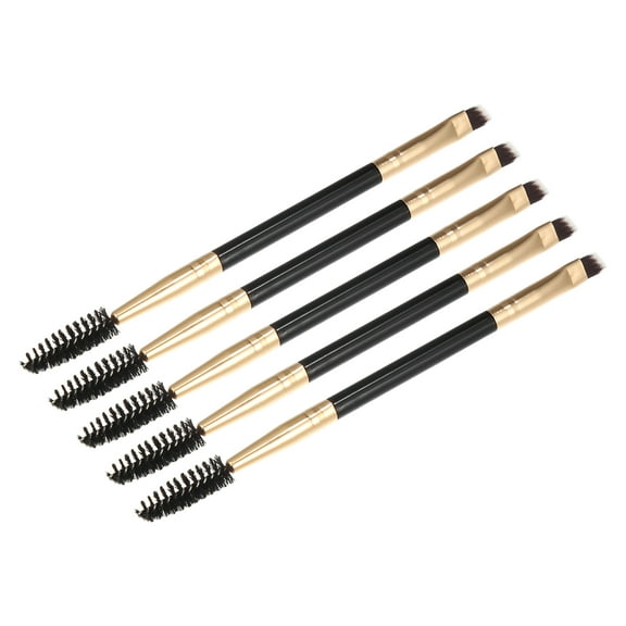 Vocoste 5pcs Soft Double Sided Eyebrow Brush Angled Eye Brow Brush Eyelash Extension Brush Gold Tone Black