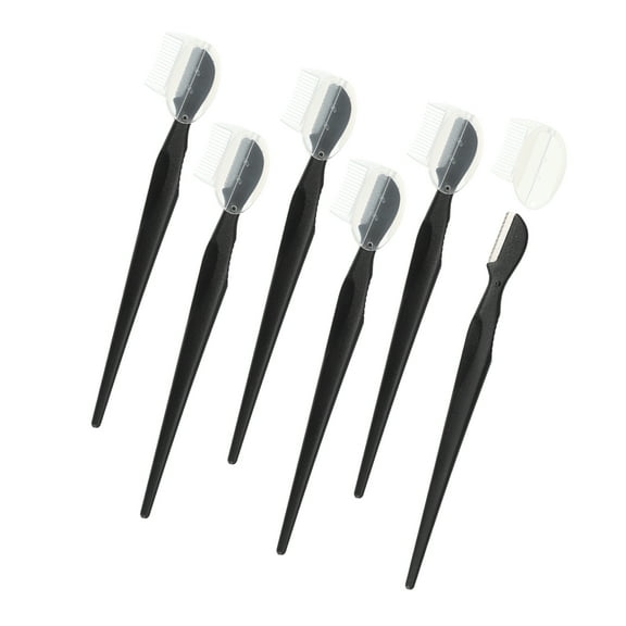 Vocoste 6 Pcs Eyebrow Razor for Women Facial Razor Stainless Steel Eyebrow Trimmer with Small Eyebrow Comb Black