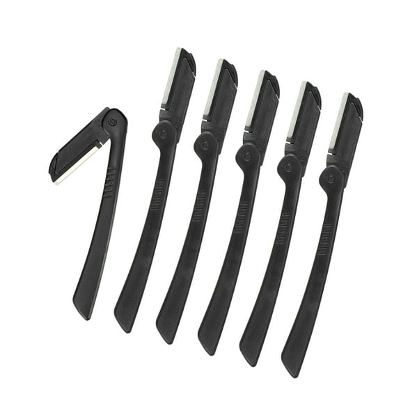 Vocoste 6 Pcs Eyebrow Razor for Women Foldable Facial Razor Stainless Steel Eyebrow Trimmer Leveling Tool Black