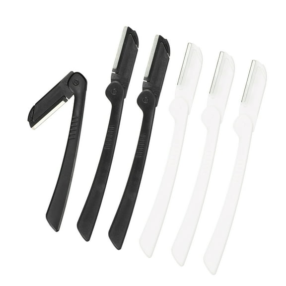 Vocoste 6 Pcs Eyebrow Razor for Women Foldable Facial Razor Stainless Steel Eyebrow Trimmer Skin Tool Black White